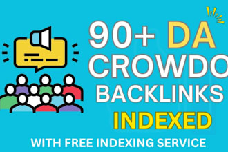 write publish 10 crowdo SEO backlinks 90 da indexed dofollow