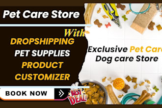 design lucrative dog pet care shopify store pet feed landing page