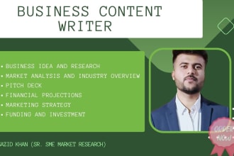 do business plans, pitch decks and market analysis