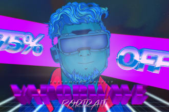 create vaporwave, synthwave, style portrait within 24 hour
