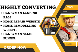 design handyman landing page home repair website  home remodeling sales funnel