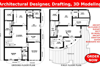 expert architect and draftsman redrawing and autocad drafting