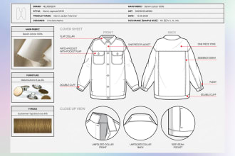 design fashion clothing apparel tech pack  technical sketch