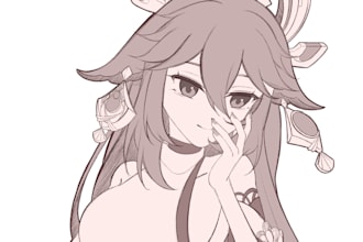 sketch anime for your character, fanart, vtuber, manga