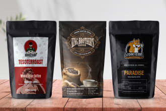 do food packaging, coffee label, pouch label, and product label design