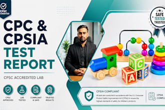 provide cpsia compliant CPC certificate for amazon product approval