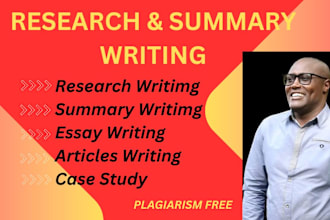 do research, articles and summary writing