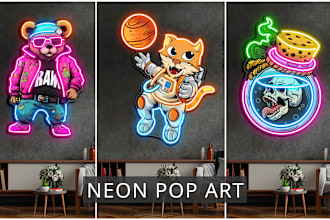 design neon pop art uv print design with 4 backgrounds