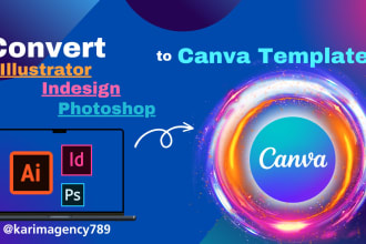 convert your psd,ai,indesign files into editable canva templates