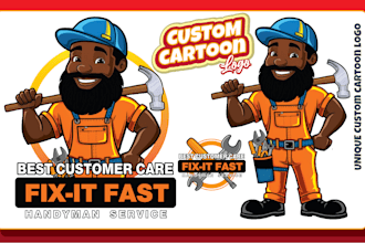 design professional modern business mascot logo, cartoon character