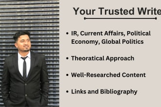 write well researched content on ir and current affairs