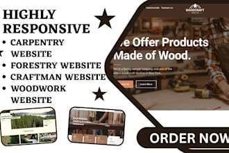 build carpentry, furniture wordpress website with elementor, SEO, booking system