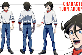 design your character reference sheet in anime style
