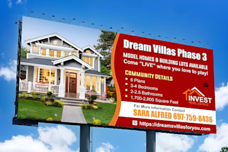 design real estate billboards, yardsign, signage, signboard vinyl banner