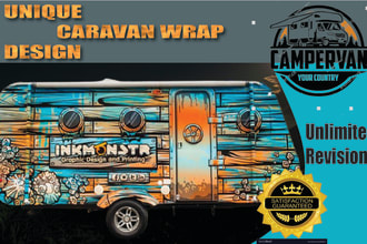 design trailer, food truck, camper or caravan wrap