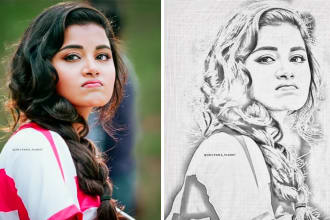 convert your image into realistic pencil sketch  in 1 hour