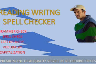 edit, proof read, grammar check and spell check of document