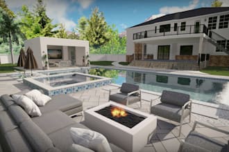 create backyard, patio, pool, frontyard, landscape design
