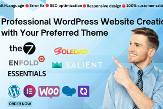 customize wordpress using the7, enfold, salient, soledad, and essentials themes