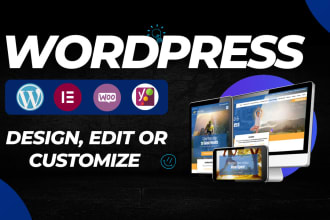 edit and customize wordpress website, or design full wordpress website