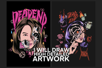 draw high detailed artwork for your merchandise