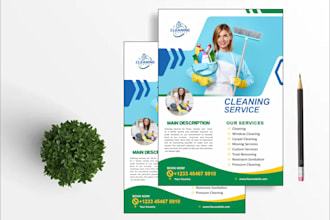 do professional plumber and cleaning service flyer in 24hrs