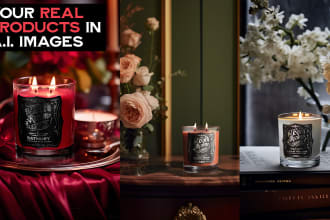craft pro level hyper real ai sets with your product photo art work