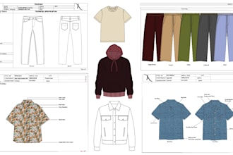 design your menswear collection tech pack