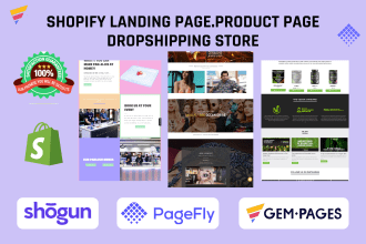 design or redesign shopify landing page with pagefly,gempage