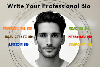 write professional bio, realtor bio, instagram bio, real estate bio, author bio