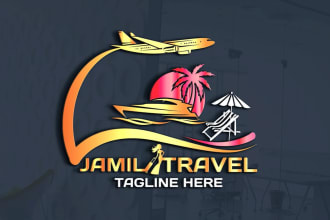 design travel agency tourism beach resort vacation logo