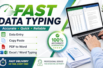 fast typist, data entry specialist, PDF conversion expert