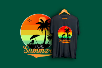 create beach t shirt design and summer custom t shirt design