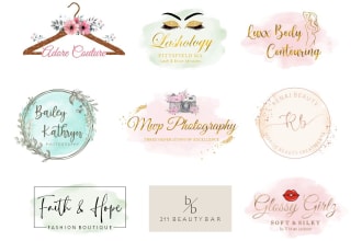 design watercolor feminine logo for lipgloss boutique eyelashes nails