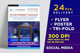 do flyer design, poster, and trifold brochure