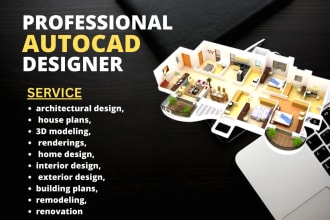 create architectural 2d house plan, 3d interior exterior design , rendering