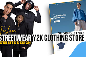 design streetwear y2k shopify store clothing website fashion dropshipping store
