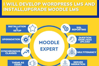 develop wordpress lms and install,upgrade moodle lms