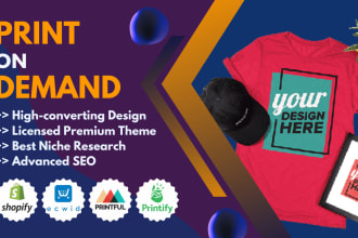 do a branded shopify print on demand store, ecwid, etsy, printful, printify, SEO