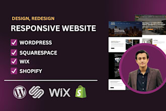develop or web design seo friendly wordpress, squarespace, wix, shopify website