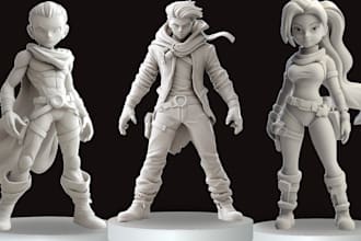 sculpt 3d print ready characters, toy, fantasy models, animal character model