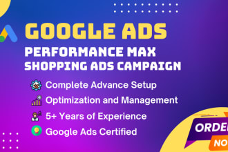 setup, optimize and manage google performance max shopping ads campaign