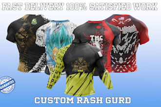 design full sublimation custom rash guard, mma, fight apparel and short desings
