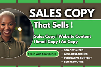 write persuasive sales copy, website content, ad copy, email copy that converts