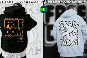 make art font typography, streetwear t shirts, an ai model for clothing brands