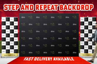 design step and repeat, backdrop, event banner from logo