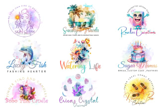 design unique watercolor  logo with branding kit