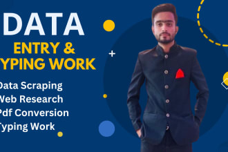 do typing job, data entry, copy paste pdf to excel and web research