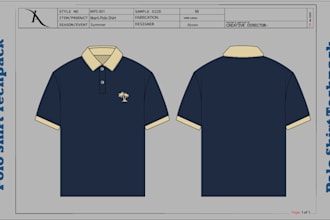 design polo shirt technical sketch and techpack