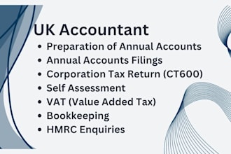 be UK accountant for taxation, payroll, bookkeeping for limited company